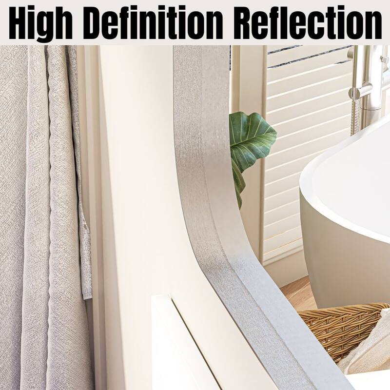 Stylish Rounded Aluminum Framed Bathroom Mirror – Full Length Wall Accent Mirror for Elegant Home Decor