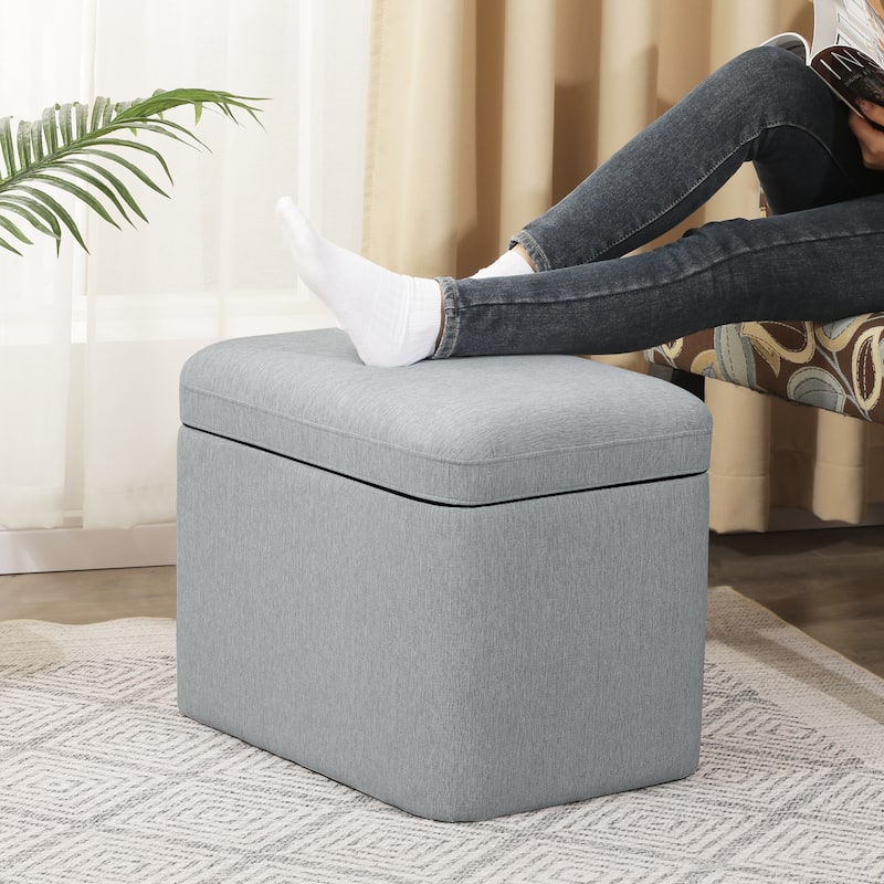 Adeco 21" Linen Storage Ottoman for Living Room - Blue-Gray