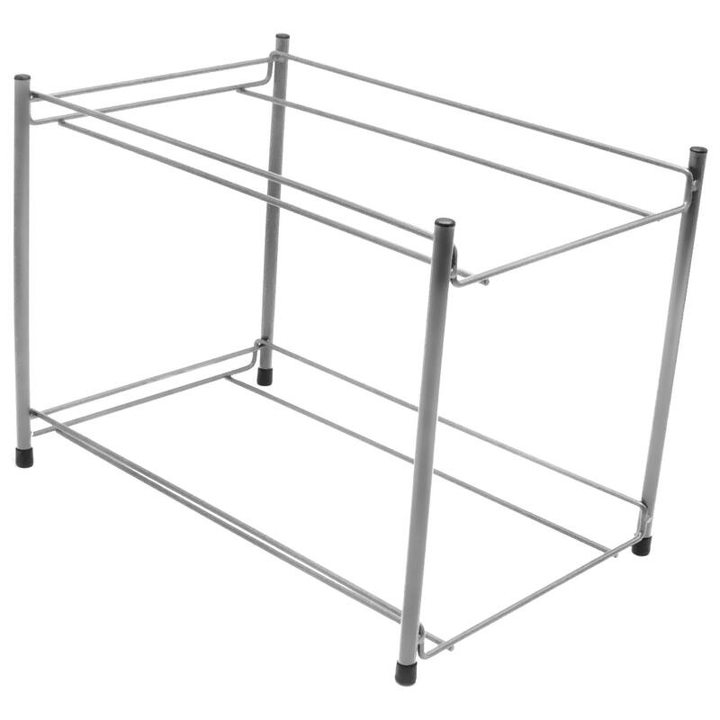 2 Tier Organizer Baskets with Mesh Sliding Made of Steel (Silver)