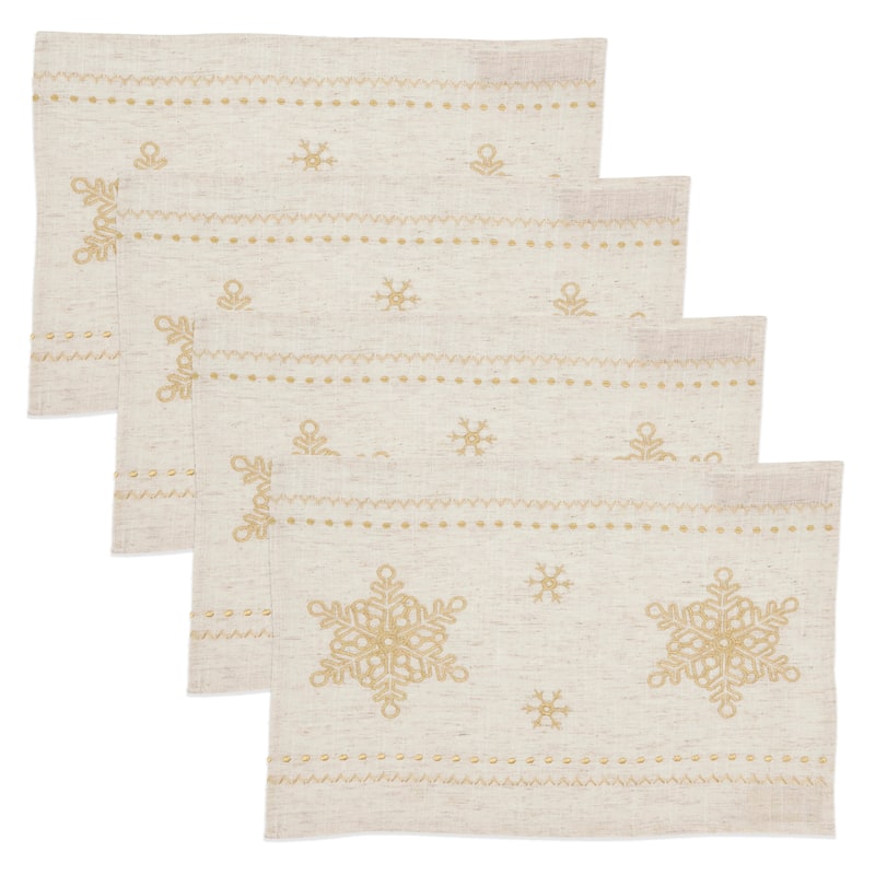 Sophisticated Snowflake Placemat with Intricate Embroidery (Set of 4)