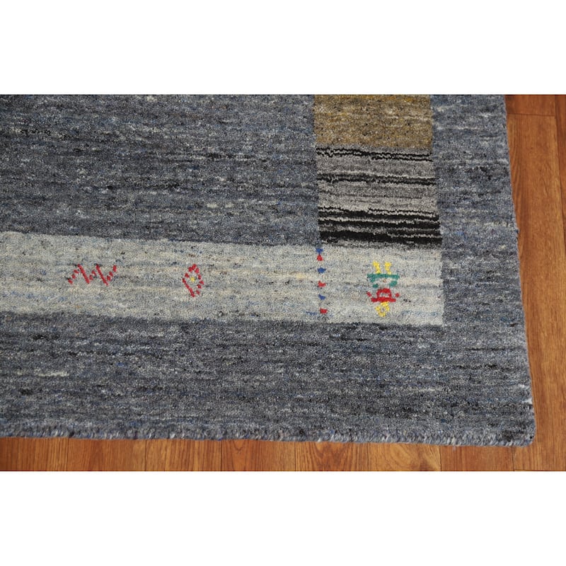 Hand Knotted Oriental 100% Wool Carpet Tribal Tribal Greys & Charcoal Gabbeh Area Rug - 6' 9'' X 4' 8''
