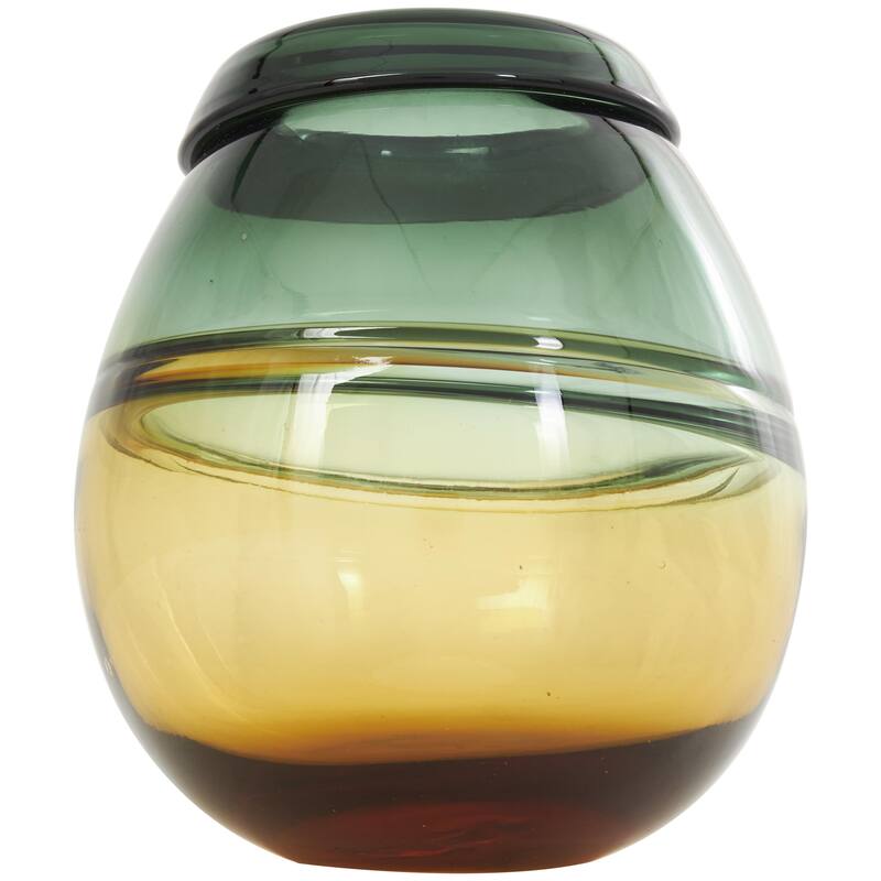 Glass Handmade Ombre Decorative Vase with Yellow Base - Green - Roche River Decor