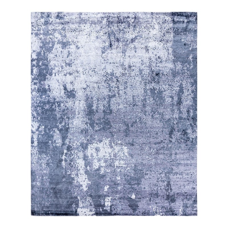 Modern One-of-a-Kind Hand-Knotted Area Rug, Light Blue - 8' 2" x 9' 10"