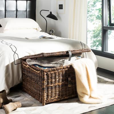 happimess Caden 30" Wicker Storage Trunk, Brown - Butterscotch
