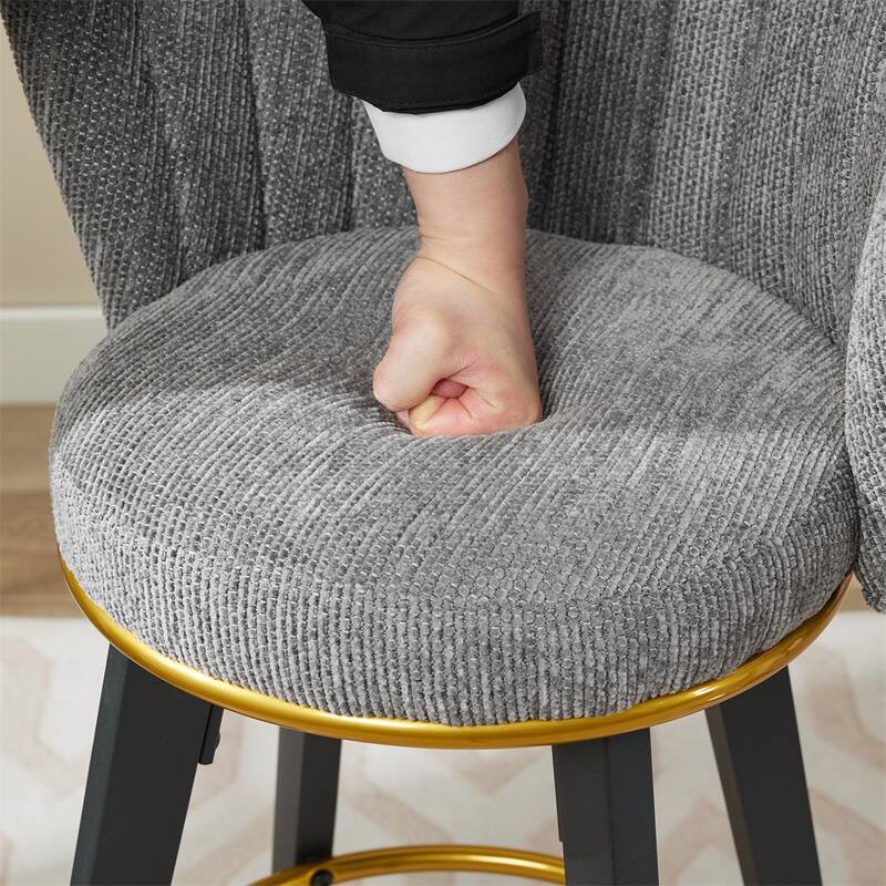 Counter Height Bar Stools Set of 2,360° Swivel Upholstered Barstools