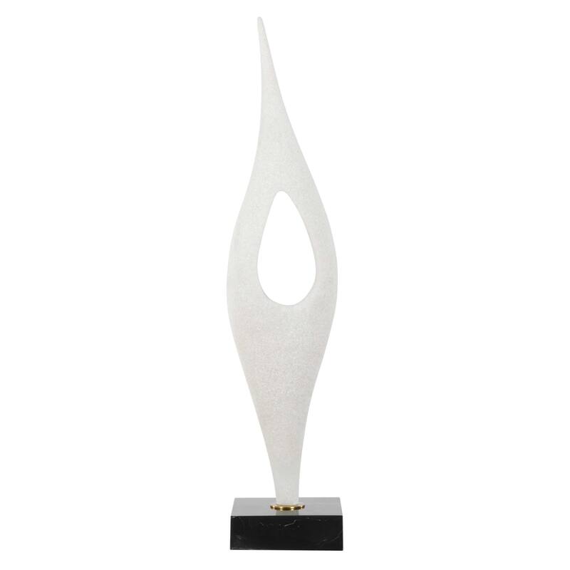 Uttermost Fluid Drop White Stone Sculpture - 5.00 W x 24.25" H x 5.00" D