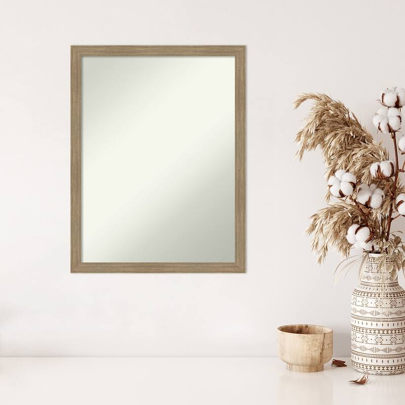 Woodgrain Stripe Non-Beveled Wood Framed Wall Mirror