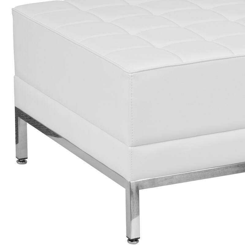 LeatherSoft Quilted Tufted Modular Ottoman with Stainless Steel Legs