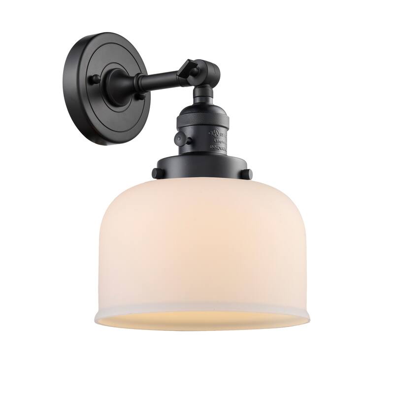 Innovations Lighting Large Bell Single Light 12" Tall Bathroom Sconce - Matte Black / Matte White