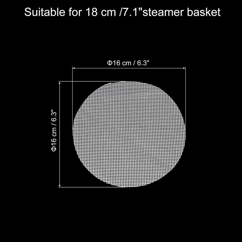 10 Pcs Reusable Round Non-Stick Steamer Liners Mesh Mat Pad, White - 6.3 inch