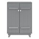 preview thumbnail 3 of 11, Grey Wooden Wardrobe Storage Armoires Cabinet with Hanging Rod and Doors - 31.5" x 19.7" x 43.4"(L x W x H)