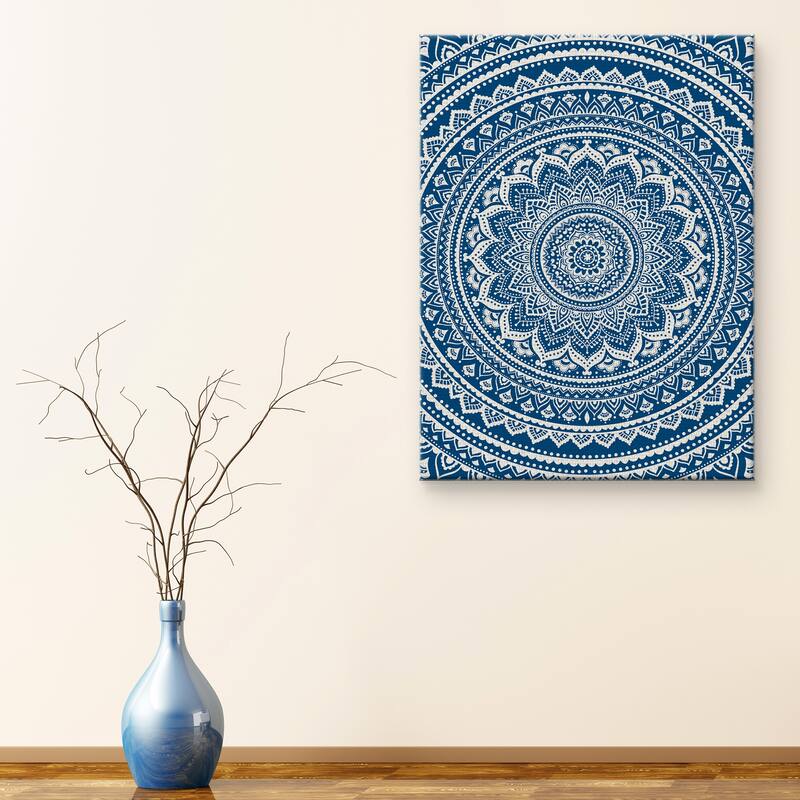 Medallion in Blue by Belle Maison Canvas Art Print