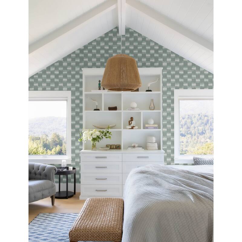 A-Street Prints Baldwin Teal Shibori Stripe Wallpaper