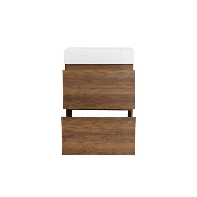 24 in. W x 18 in. D x 35 in. H Single Sink Freestanding Bath Vanity with White Resin Top