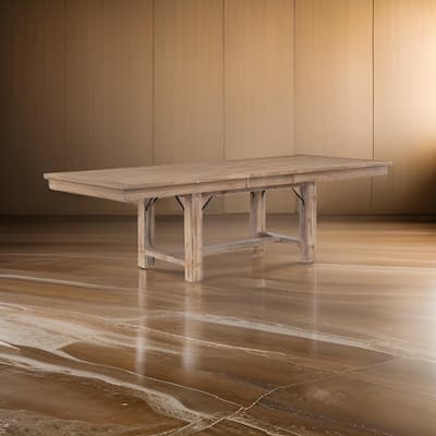 Deen 85-103 Inch Dining Table, 8 Seater, Self Storing Leaf, Brown Wood