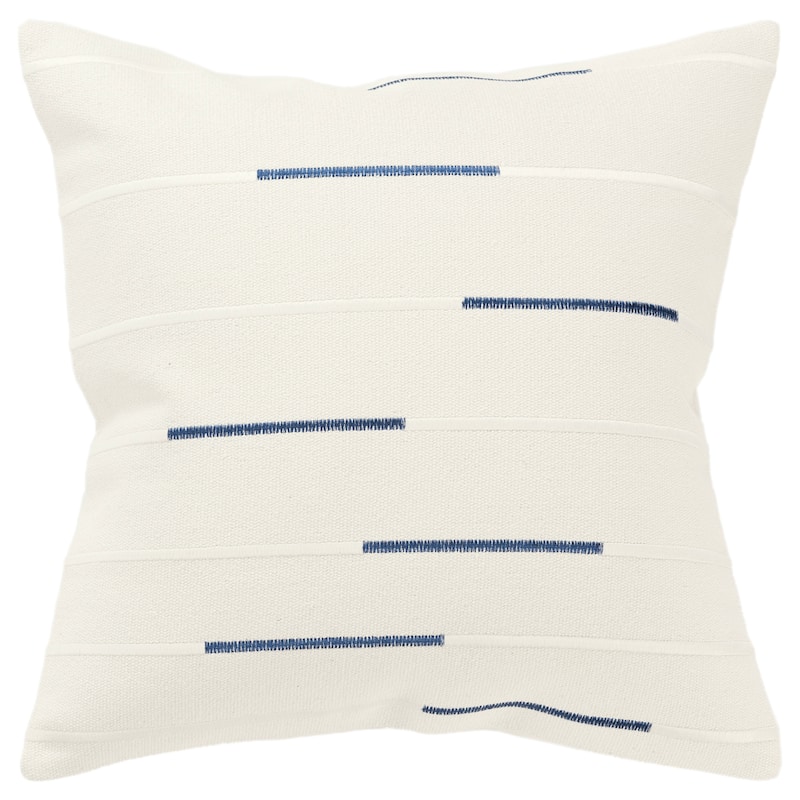 Rizzy Home Transitional Ivory Down Filled Decorative Pillow 20" x 20" - Ivory/Deep Dark Blue