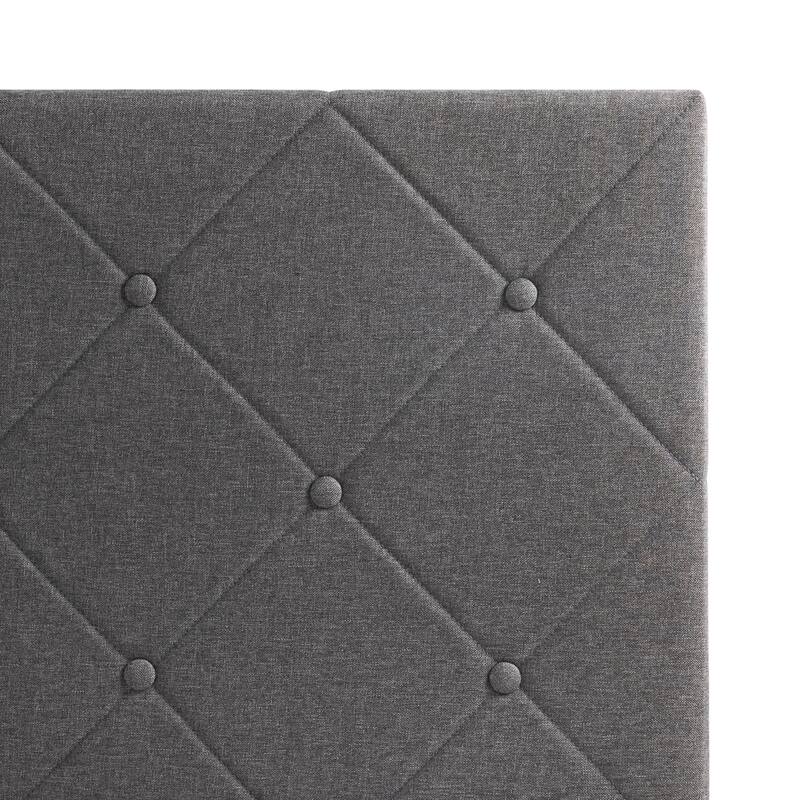 Priage by ZINUS Dark Grey Upholstered Diamond Stitched Platform Bed Frame with USB Ports