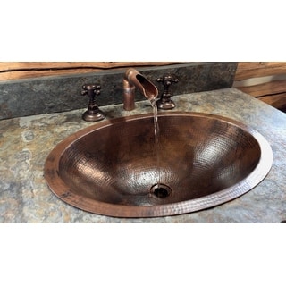 19" Oval Rio Grande Copper Bathroom Sink Drop In or Under Mount - 19" x 14" x 5"