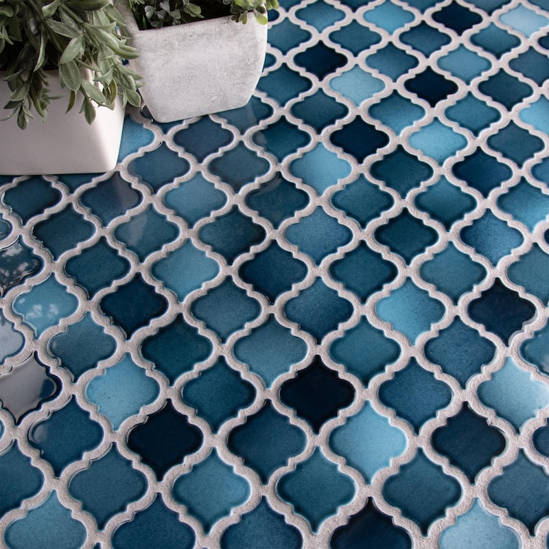 Merola Tile Hudson Tangier Glacier 12-3/8" x 12-3/8" Porcelain Mosaic Floor and Wall Tile