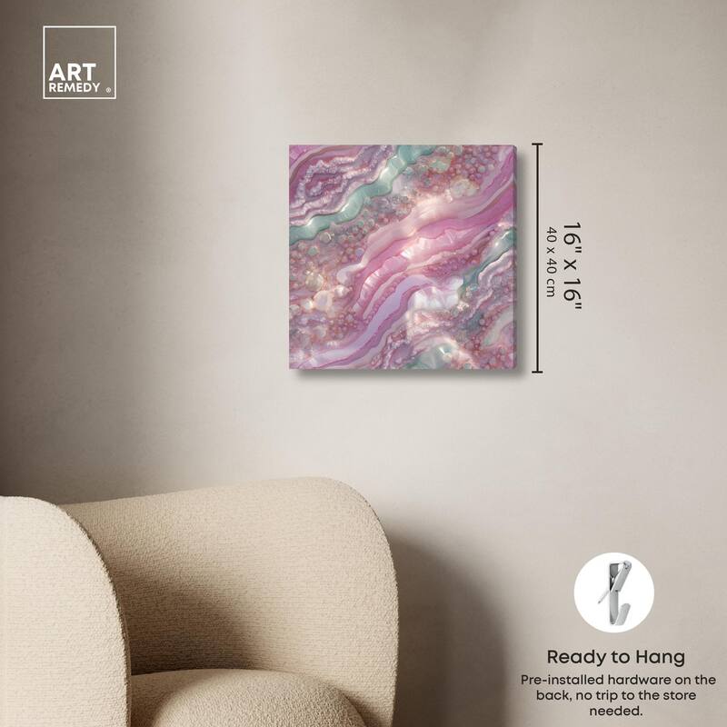 Pink and Mint Crystal I Canvas by Art Remedy, Gallery Wrapped