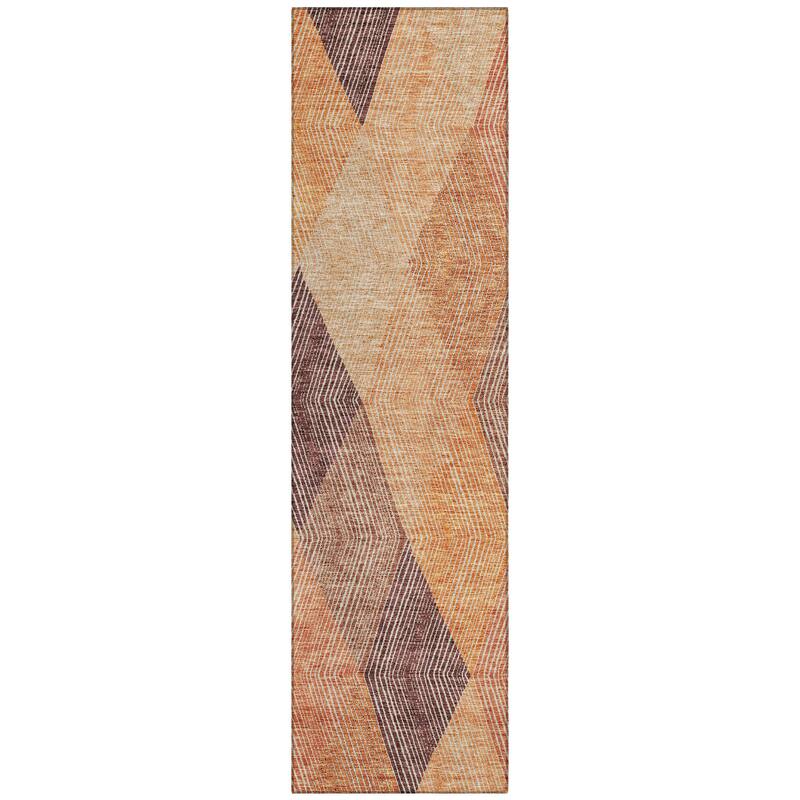 Machine Washable Indoor/ Outdoor Diamond Stripes Chantille Rug