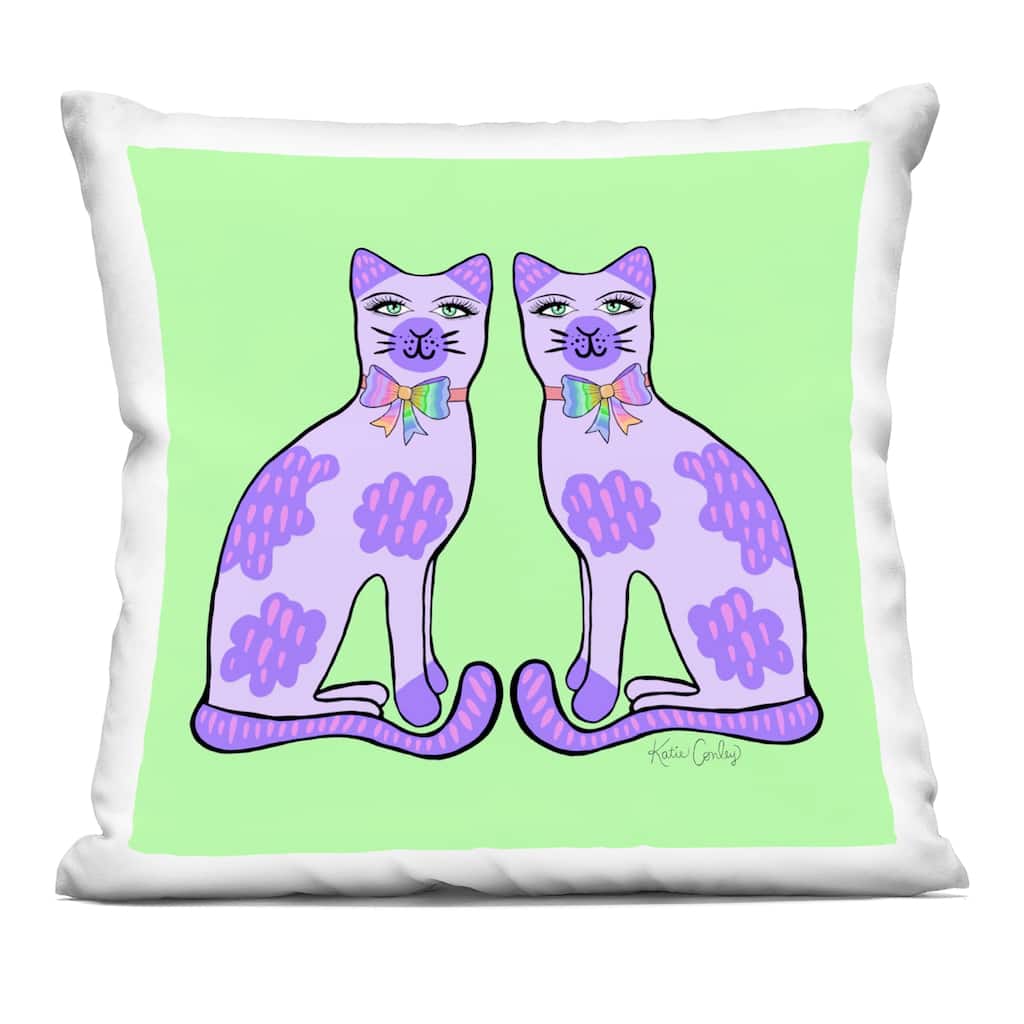 Stupell Classy Cats on Green Decorative Printed Throw Pillow Design by Katie Conley