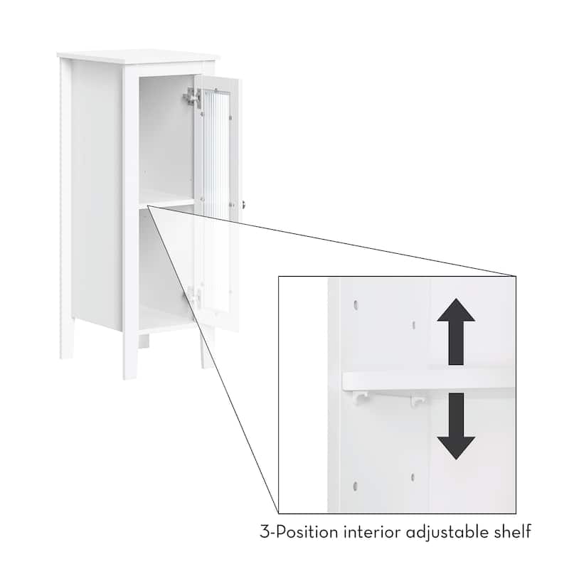 RiverRidge Prescott Single Door Narrow Bathroom and Laundry Storage Cabinet and Organizer with Adjustable Shelves - White