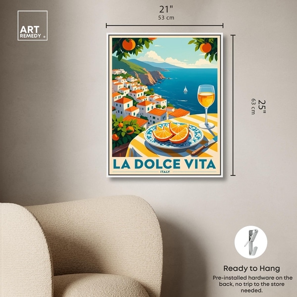 A Toast to Italy Retro Summer Framed Canvas Print by Art Remedy