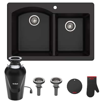 Kraus KGD-50-100-75MB Forteza 33" Undermount Double Basin Granite