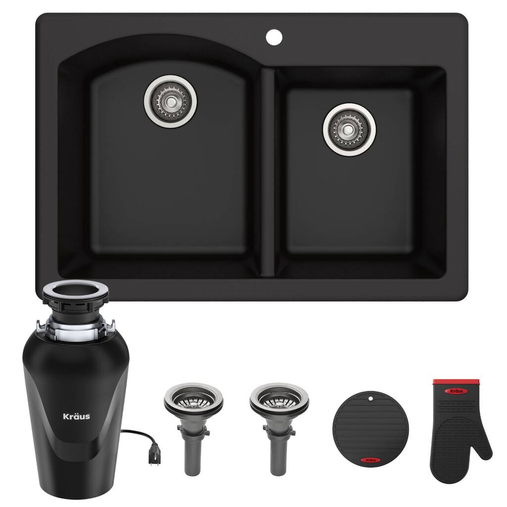 Kraus KGD-50-100-75MB Forteza 33" Undermount Double Basin Granite