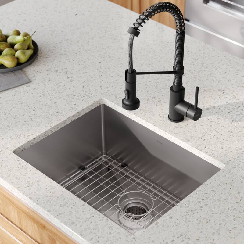 Kraus 3-in-1 Set Undermount Kitchen Sink, Pulldown Faucet, Dispenser