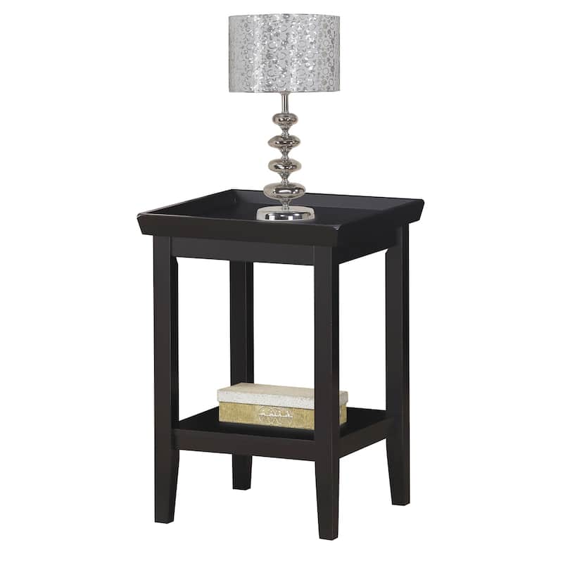 End Table with Storage Shelf, Black Accent Table, Living Room Side Table, Modern Design, Rubberwood Construction - 26