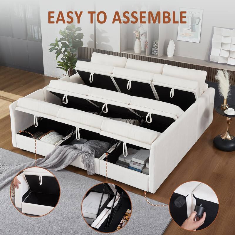9 Seater Modular Sectional Sofa Couch with Underseat Storage