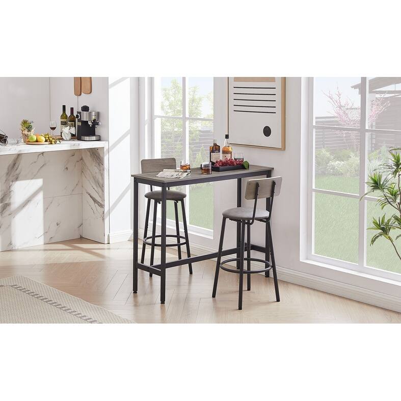 Bar Table Set with 2 Bar stools PU Soft seat with backrest