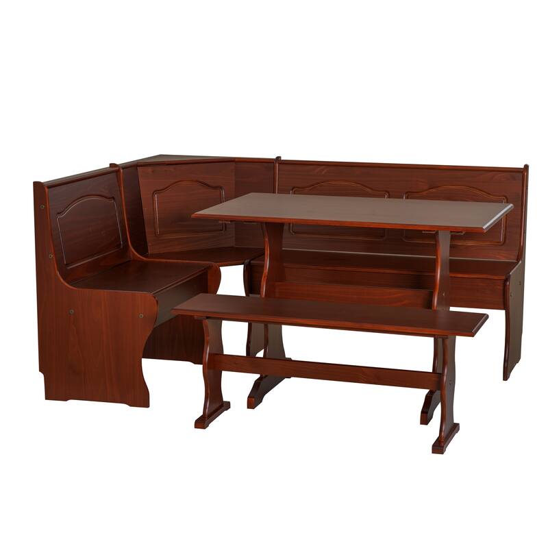 Linon Riki Walnut 3-piece Breakfast Nook Dining Set