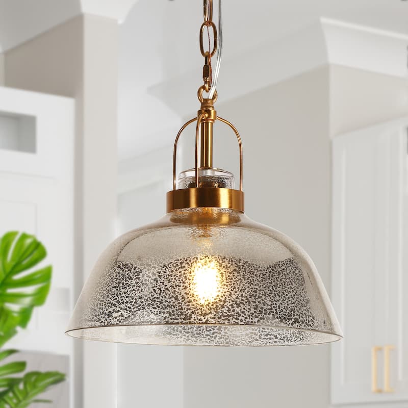 Swara Modern 1-Light Textured Glass Pendant Light for Kitchen Island Dining Room - D 11" x H 10.2"