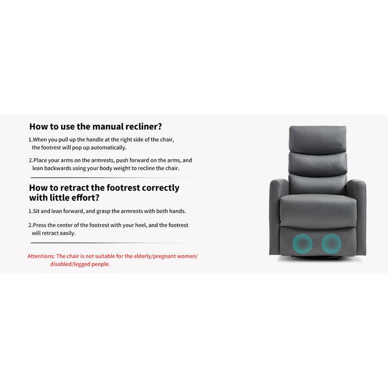 Roomfitters Manual Swivel Rocker Recliner Chair with Heat and Massage Fabric Glider Lounge Sofa for Living Room