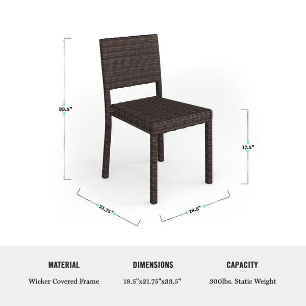 dimension image slide 5 of 6, Martha Stewart 7pc Rattan Patio Dining Set - 6 Chairs, Table - 62"D x 39"W x 30"H