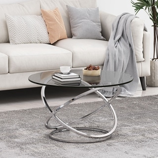 Silvia Modern Glass Top Round Coffee Table by Christopher Knight Home - 31.50" L x 31.50" W x 18.00" H