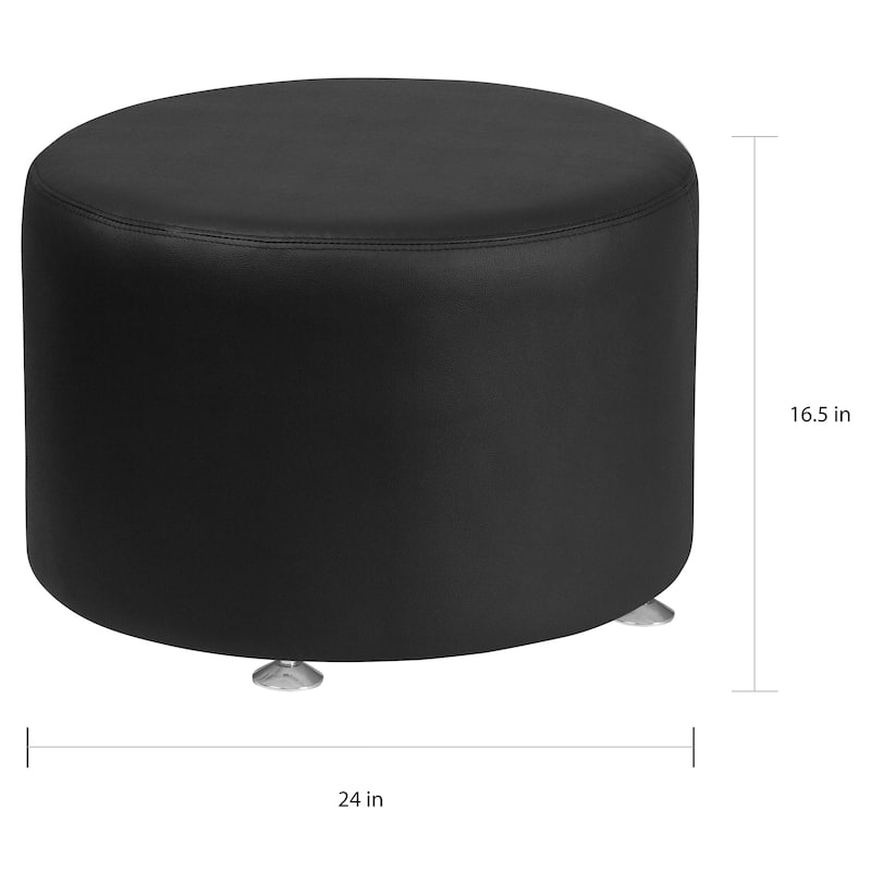 LeatherSoft 24-inch Round Ottoman