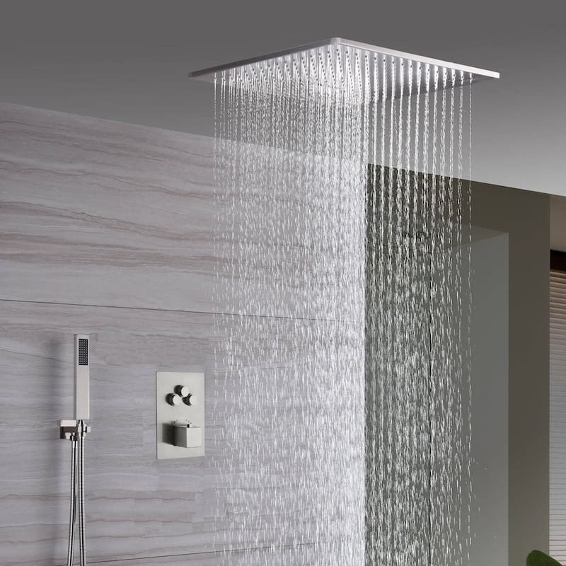 20inch ceiling mount rainfall waterfall shower systems 3 way thermostatic shower faucet - 7'6" x 10'9" - Silver