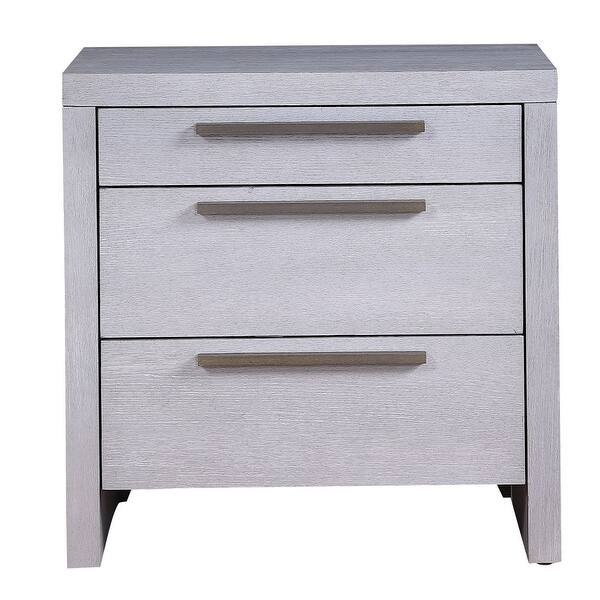 Shop 3 Drawer Wooden Nightstand With Oversized Metal Bar Pulls Antique White On Sale Overstock 31600276