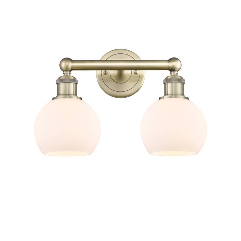 Innovations Lighting 616-2W-11-15 Athens Vanity Athens Deco Swirl 2 - Antique Brass / Matte White