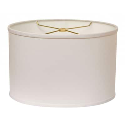 16" White Throwback Oval No Slub Lampshade - 10" L x 16" W x 10" H