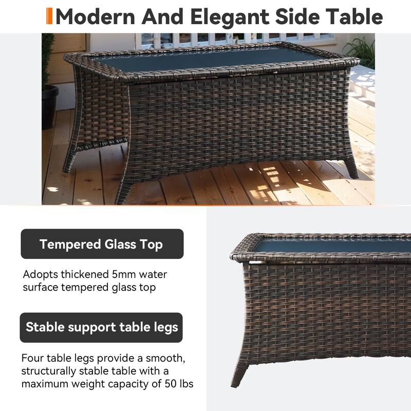 6 Pieces Pocassy Sofa Table Ottoman with Swivel Chairs