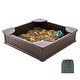 preview thumbnail 3 of 40, Sandbox with Cover for Outdoor Backyard, Beach, Park, Gift for Boys Girls Ages 3-12 48.6 x 48.6 x 12.4 in