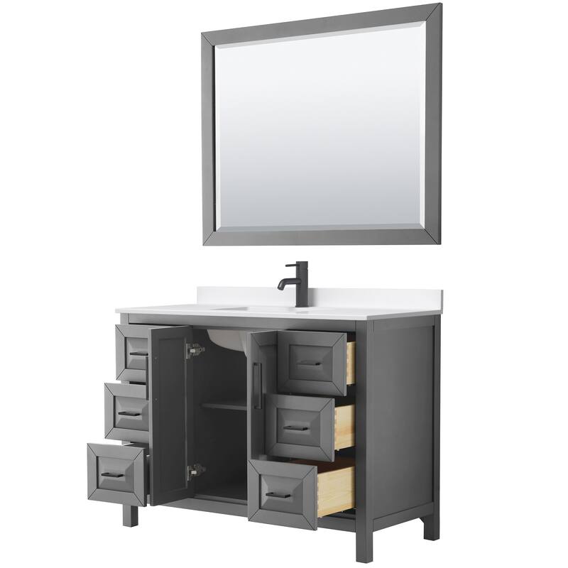Daria 48-inch Single Vanity, Single Hole Quartz Top, 46-inch Mirror