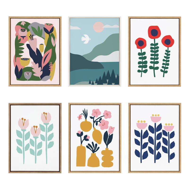 Kate and Laurel Sylvie Flowers Framed Canvas by Myriam Van Neste