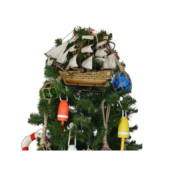 Wooden HMS Victory Model Ship Christmas Tree Topper Decoration - 14