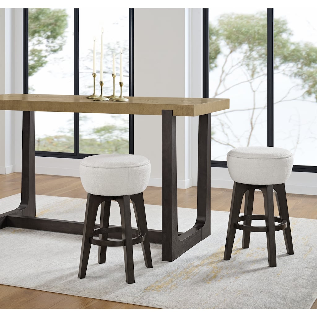 Backless Bar Stools Set of 2 with Polyester Seat Cushions Wood Construction